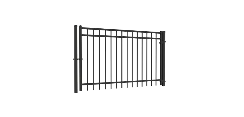 Black OldStead Welded Residential 3 Rail Flat Top Walk Gate - 6' Wide x 46" High