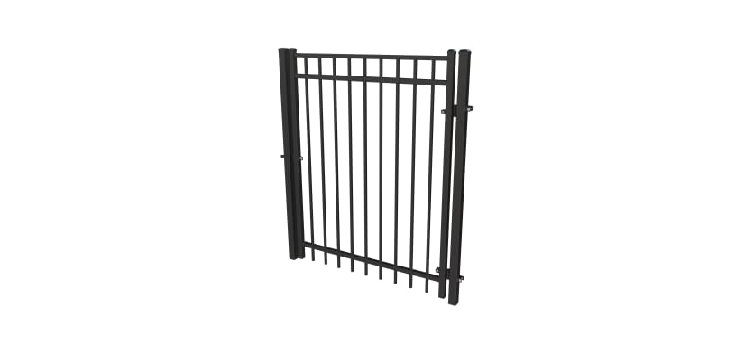 Black OldStead Welded Residential 3 Rail Flat Top Walk Gate - 4' Wide x 58" High