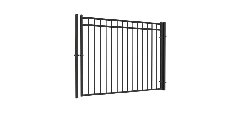 OldStead Welded Residential 3 Rail Flat Top Walk Gate in a black finish