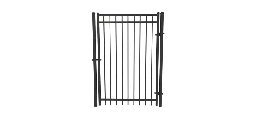 Black OldStead Welded Residential 3 Rail Flat Top Walk Gate
