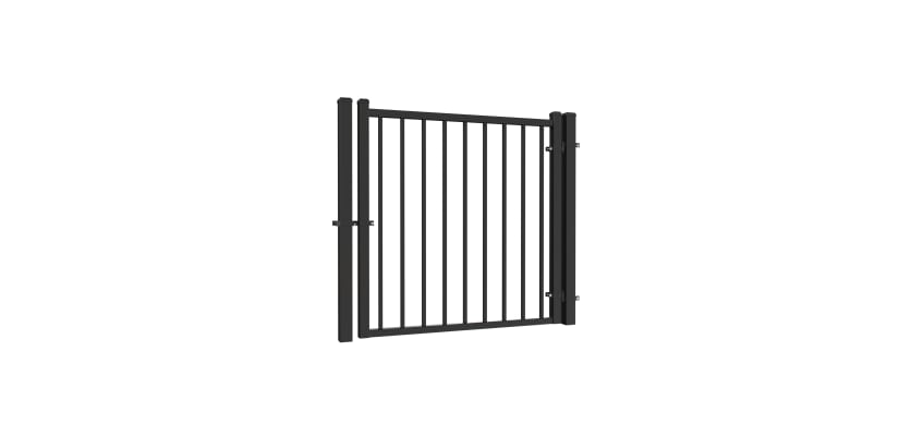  4' Wide x 46" High OldStead Welded Commercial 2 Rail Flat Top Walk Gate 