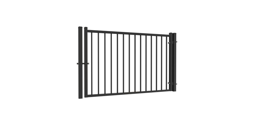 OldStead Welded Commercial 2 Rail Flat Top Walk Gate in black finish