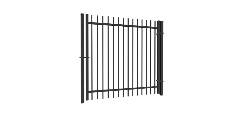 Black OldStead Welded Commercial 2 Rail Extended Top Walk Gate - 6' Wide x 70" High