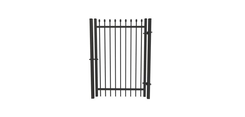Black OldStead Welded Commercial 2 Rail Spear Top Walk Gate 