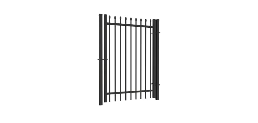 4' Wide x 70" High OldStead Welded Commercial 2 Rail Spear Top Walk Gate 