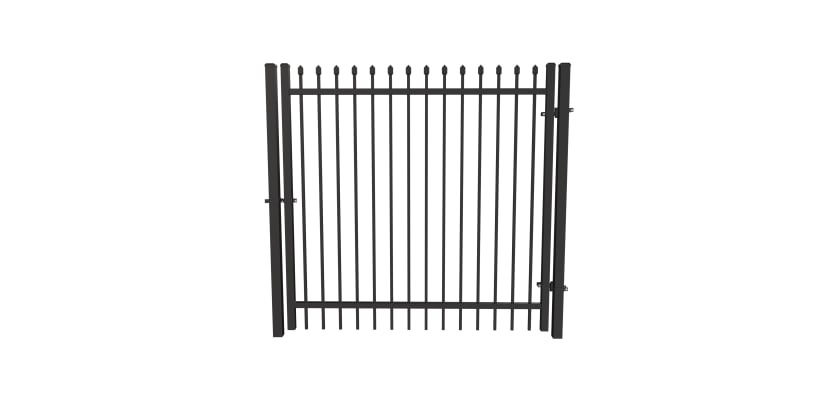 Black OldStead Welded Commercial 2 Rail Spear Top Walk Gate