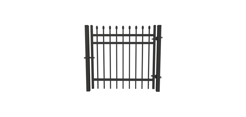 Black OldStead Rackable Commercial 3 Rail Spear Top Walk Gate - 4' Wide x 46" High
