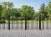 OldStead Rackable Commercial 3 Rail Spear Top Walk Gate - 4' Wide x 58" High installed in commercial space