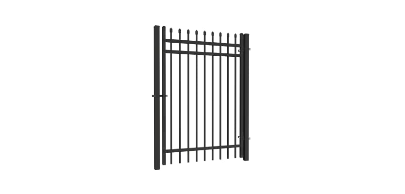 OldStead Rackable Commercial 3 Rail Spear Top Walk Gate in black finish