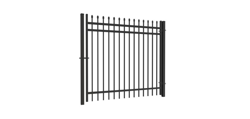 OldStead Rackable Commercial 3 Rail Spear Top Walk Gate in black finish