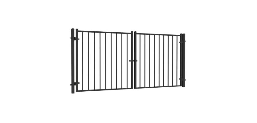 8' Wide x 46" High OldStead Welded Residential 2 Rail Flat Top Drive Gate in black finish