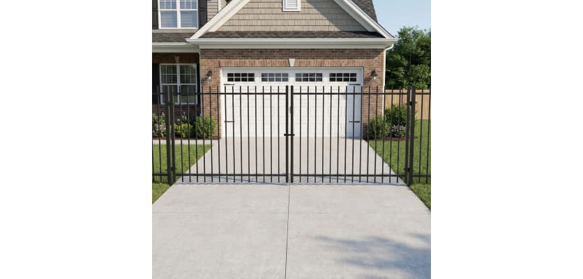 Manchester Welded Residential 2 Rail Extended Top Drive Gate  installed outside large property