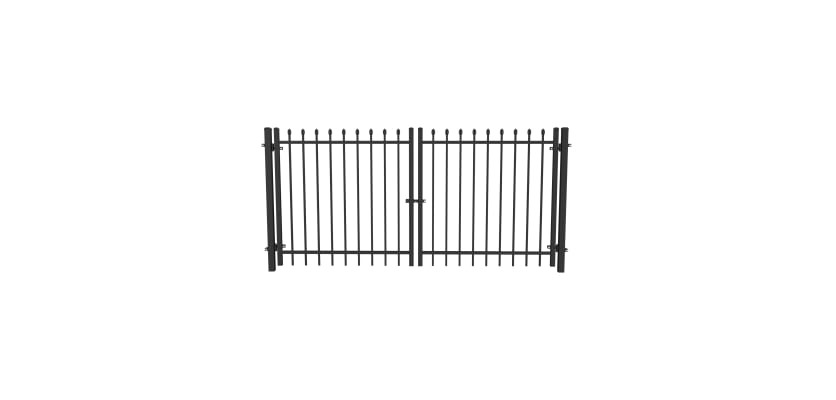 OldStead Welded Residential 2 Rail Spear Top Drive Gate in black finish