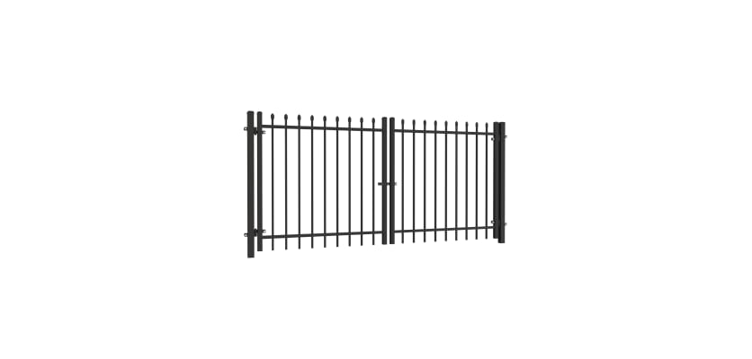 Black OldStead Welded Residential 2 Rail Spear Top Drive Gate