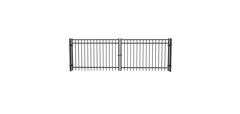 Black OldStead Welded Residential 3 Rail Flat Top Drive Gate