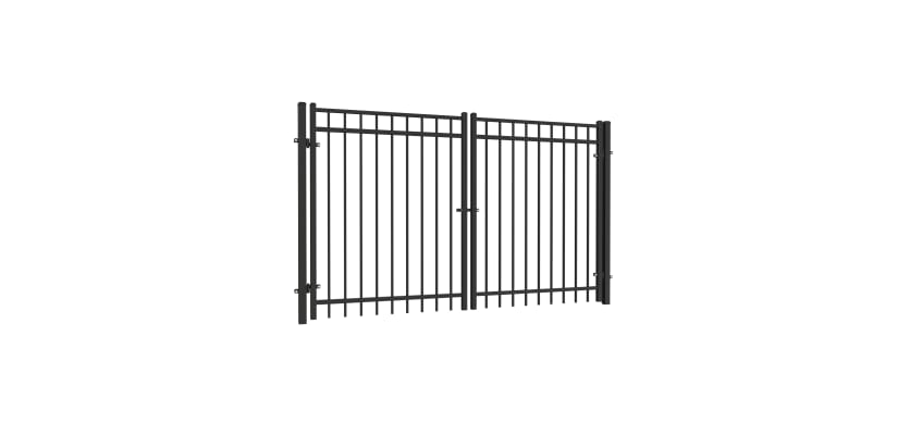 OldStead Welded Residential 3 Rail Flat Top Drive Gate in black finish