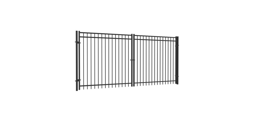 OldStead Welded Residential 3 Rail Flat Top Drive Gate in black finish