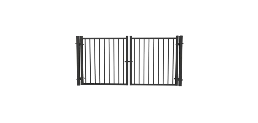 Black OldStead Welded Commercial 2 Rail Flat Top Drive Gate