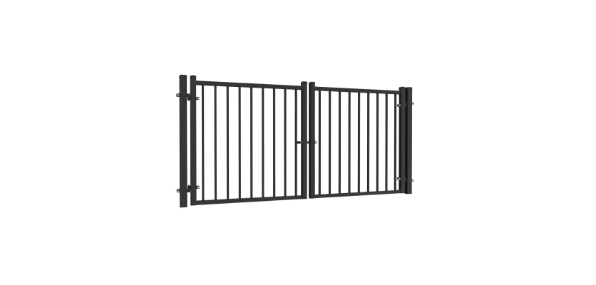 OldStead Welded Commercial 2 Rail Flat Top Drive Gate in black finish