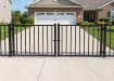 OldStead Welded Commercial 2 Rail Flat Top Drive Gate installed outside property