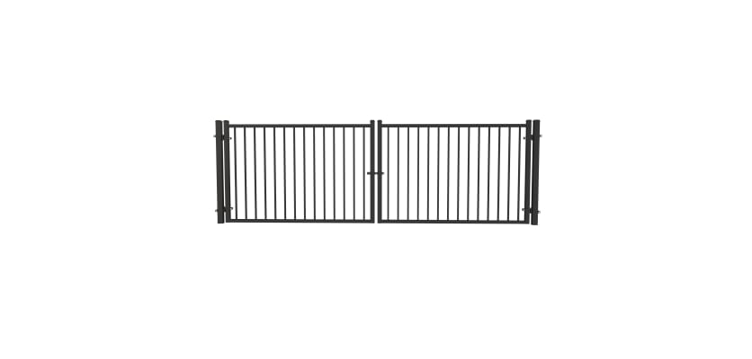 Black OldStead Welded Commercial 2 Rail Flat Top Drive Gate