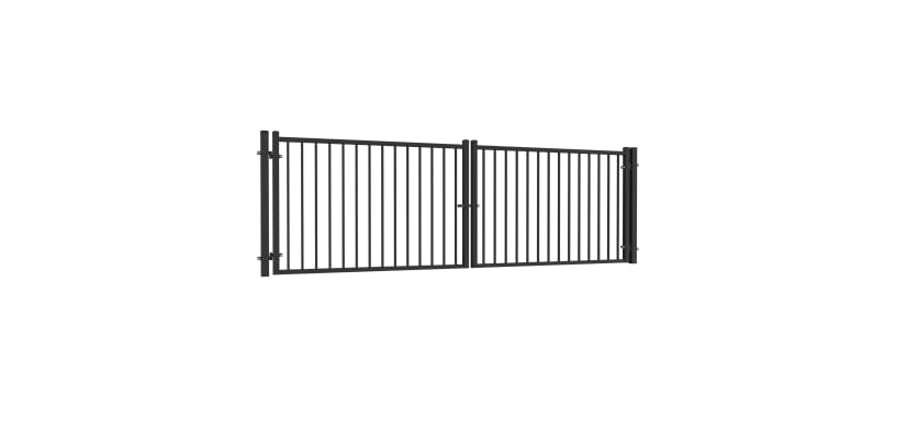 OldStead Welded Commercial 2 Rail Flat Top Drive Gate in black finish