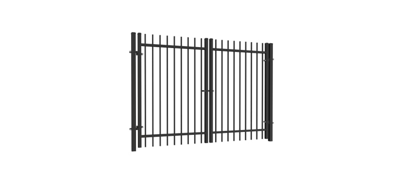 OldStead Welded Commercial 2 Rail Extended Top Drive Gate in black finish