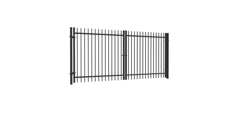OldStead Welded Commercial 2 Rail Extended Top Drive Gate in black finish