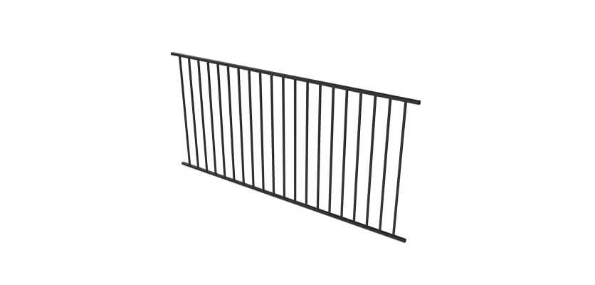 OldStead Welded Residential 46" 2 Rail Flat Top Fencing - Black