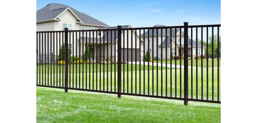 OldStead Welded Residential 2 Rail Flat Top Fencing around a Gated Community 