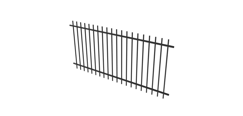 OldStead Welded Residential 2 Rail Extended Top Fencing Panel - Black