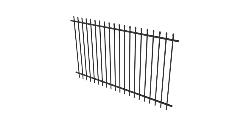 Black OldStead Welded Residential 58" 2 Rail Spear Top Fencing