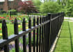 Close up of OldStead Welded Residential 70" 2 Rail Spear Top Fencing