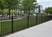 OldStead Welded Commercial 70" 2 Rail Spear Top Fencing installed around park