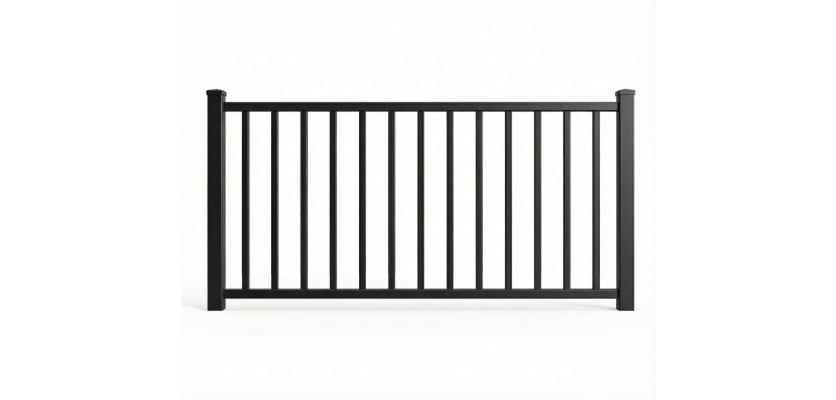 4' H x 6' W Black Aluminum Rackable Residential 2-Rail Flat Top Fence Panel for yard perimeter