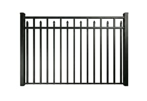 Aluminum Rackable Residential 3 Rail Staggered Spear Flat Top Fencing 6' Wide × 54" High