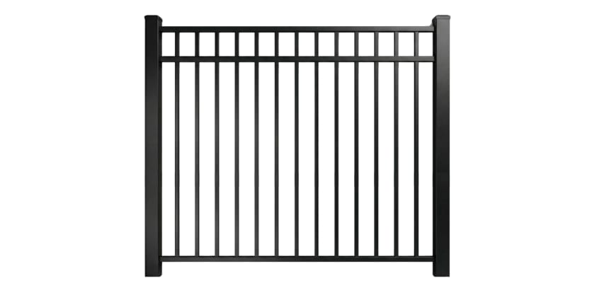 A 6' Wide × 60" High Aluminum Rackable Residential 3-Rail Flat Top Fence Panel