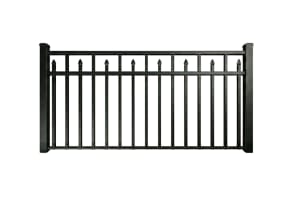 Aluminum Rackable Commercial 3 Rail Staggered Spear Flat Top Fencing 6' Wide × 48" High