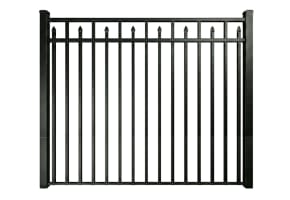 Aluminum Rackable Commercial 3 Rail Staggered Spear Flat Top Fencing 6' Wide × 60" High