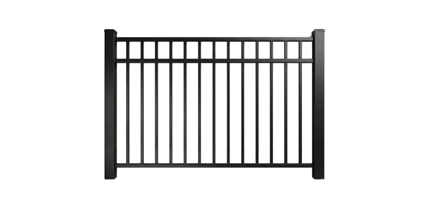 A 6' Wide × 54" High Aluminum Rackable Commercial 3-Rail Flat Top Fence Panel