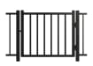 A 4' Wide × 36" High Aluminum Residential 2-Rail Flat Top Walk Gate with matching side fence panels.