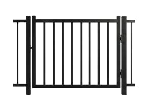 Aluminum Commercial 2 Rail Flat Top Walk Gate  6' Wide x 36" High