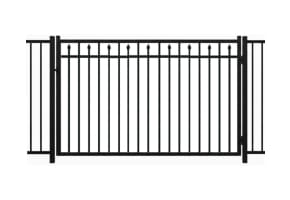 Aluminum Commercial 3 Rail Staggered Spear Flat Top Walk Gate  6' Wide x 48" High
