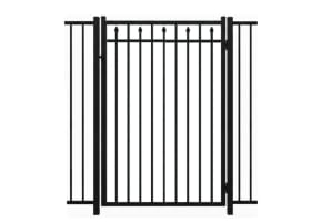 Aluminum Commercial 3 Rail Staggered Spear Flat Top Walk Gate  4' Wide x 54" High