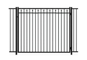Aluminum Commercial 3 Rail Staggered Spear Flat Top Walk Gate  6' Wide x 54" High