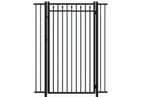 Aluminum Commercial 3 Rail Staggered Spear Flat Top Walk Gate  4' Wide x 60" High