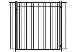 Aluminum Commercial 3 Rail Staggered Spear Flat Top Walk Gate  6' Wide x 60" High