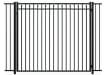 A black Aluminum Residential Walk Gate featuring a 3-rail flat top design with decorative spear-top pickets for a secure yard entry.