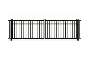 Aluminum Residential 3 Rail Staggered Spear Flat Top Drive Gate Pair 12' Wide x 48" High
