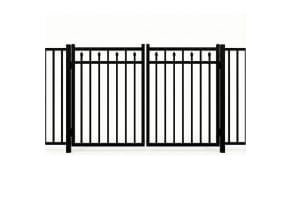 Aluminum Residential 3 Rail Staggered Spear Flat Top Drive Gate Pair 8' Wide x 54" High